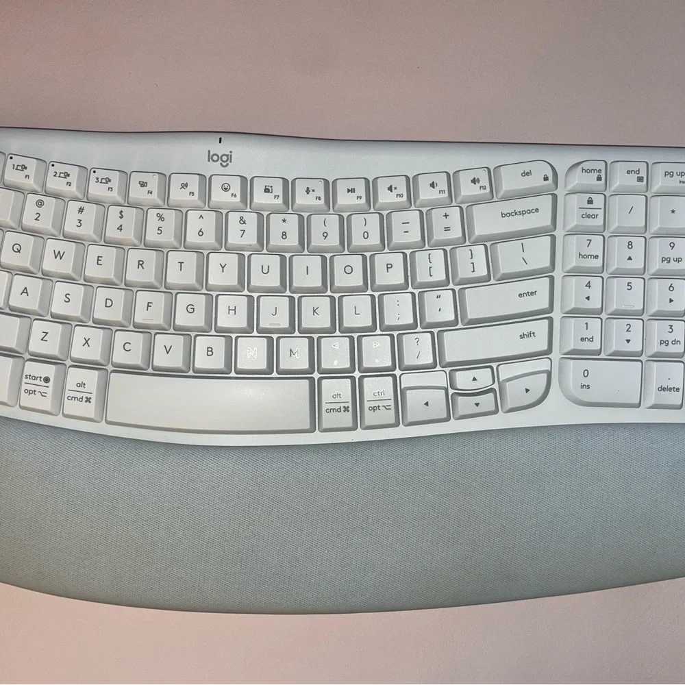 Off-White Ergonomic Wireless Keyboard - White
